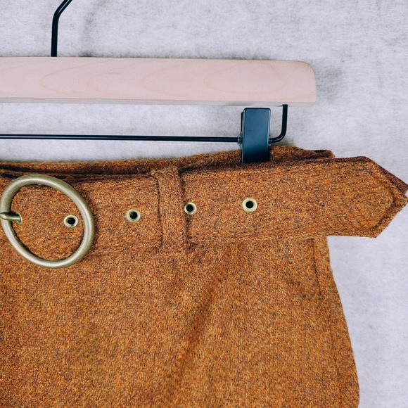 1970s Wool Mini Skirt Brown Small Dark Academia Library‎ Preppy Feminine Skirt - Picture 4 of 15